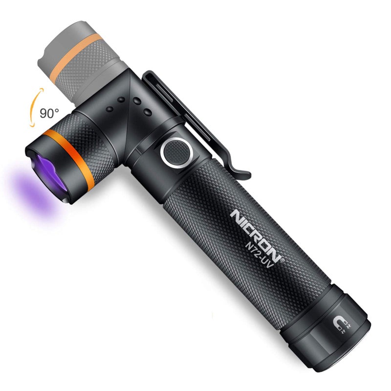 NICRON UV Flashlight, N72-UV 800LM White Light, Freely Switch Between White Light and UV Light Detector for Dog Urine, Wet Stains Bed Bugs,Camping, Outdoor,Maintain (18650/AAA Not Included) - Image 1
